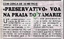 "Preservativo" voa na Praia do Tamariz - Com cerca de 30 metros
