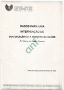 Dados para uma intervenção de sua excelência a Ministra da Saúde