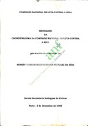 Mensagem da Coordenadora da Comissão Nacional de Luta Contra a SIDA por ocasião da realização da Sessão Comemorativa do Dia Mundial da SIDA