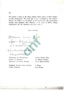 Pedido de publicação do artigo "Direct proof of HIV2 mother-to-child transmission"