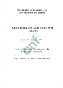 Abertura do Ano Lectivo 1994/95 - Intervenção da Presidente do Conselho Directivo