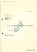 Carta do Professor Doutor Francisco Antunes